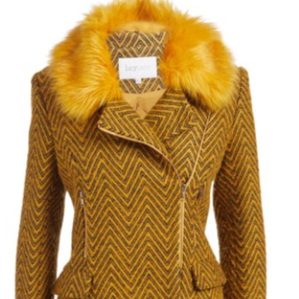 Mustard Beryl Zigzag Faux Fur - Size M (New)